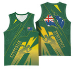 Australia Athletics Basketball Jersey Australian Flag Map Track Runner Silhouette Green Gold