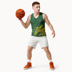 Australia Athletics Basketball Jersey Australian Flag Map Track Runner Silhouette Green Gold