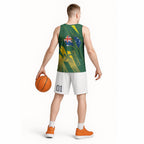 Australia Athletics Basketball Jersey Australian Flag Map Track Runner Silhouette Green Gold