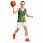 Australia Athletics Basketball Jersey Australian Flag Map Track Runner Silhouette Green Gold