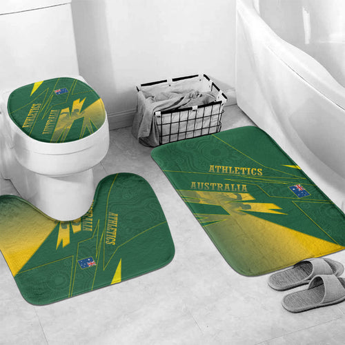 Australia Athletics Bathroom Set Australian Flag Map Track Runner Silhouette Green Gold