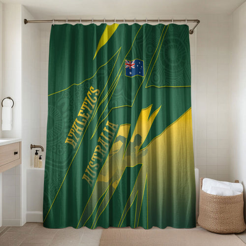 Australia Athletics Bathroom Set Australian Flag Map Track Runner Silhouette Green Gold