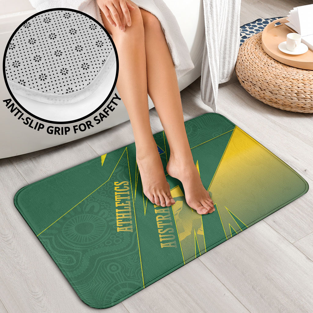 Australia Athletics Bathroom Set Australian Flag Map Track Runner Silhouette Green Gold