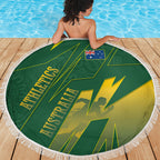 Australia Athletics Beach Blanket Australian Flag Map Track Runner Silhouette Green Gold
