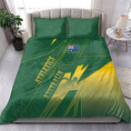 Australia Athletics Bedding Set Australian Flag Map Track Runner Silhouette Green Gold