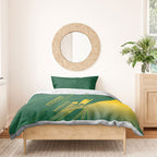 Australia Athletics Bedding Set Australian Flag Map Track Runner Silhouette Green Gold