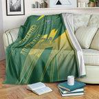 Australia Athletics Blanket Australian Flag Map Track Runner Silhouette Green Gold