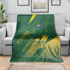 Australia Athletics Blanket Australian Flag Map Track Runner Silhouette Green Gold