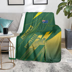Australia Athletics Blanket Australian Flag Map Track Runner Silhouette Green Gold