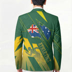 Australia Athletics Blazer Australian Flag Map Track Runner Silhouette Green Gold