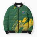 Australia Athletics Bomber Puffer Jacket Australian Flag Map Track Runner Silhouette Green Gold
