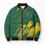 Australia Athletics Bomber Puffer Jacket Australian Flag Map Track Runner Silhouette Green Gold