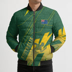 Australia Athletics Bomber Puffer Jacket Australian Flag Map Track Runner Silhouette Green Gold