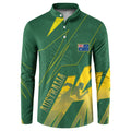 Australia Athletics Button Sweatshirt Australian Flag Map Track Runner Silhouette Green Gold