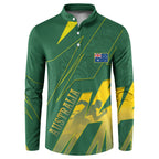 Australia Athletics Button Sweatshirt Australian Flag Map Track Runner Silhouette Green Gold