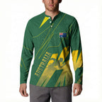 Australia Athletics Button Sweatshirt Australian Flag Map Track Runner Silhouette Green Gold