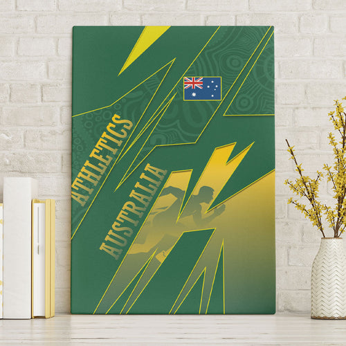 Australia Athletics Canvas Wall Art Australian Flag Map Track Runner Silhouette Green Gold