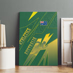 Australia Athletics Canvas Wall Art Australian Flag Map Track Runner Silhouette Green Gold