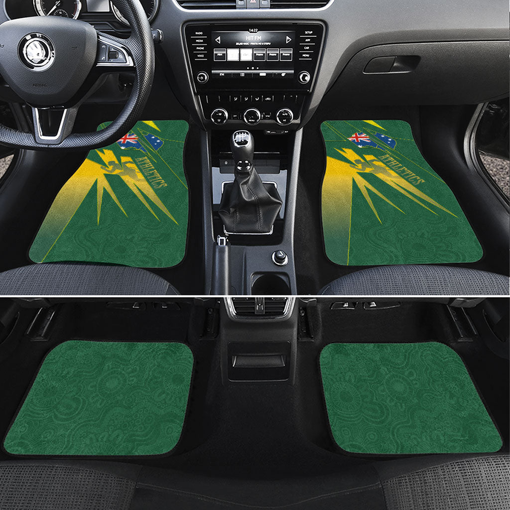 Australia Athletics Car Mats Australian Flag Map Track Runner Silhouette Green Gold
