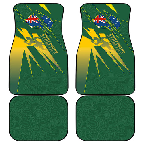 Australia Athletics Car Mats Australian Flag Map Track Runner Silhouette Green Gold