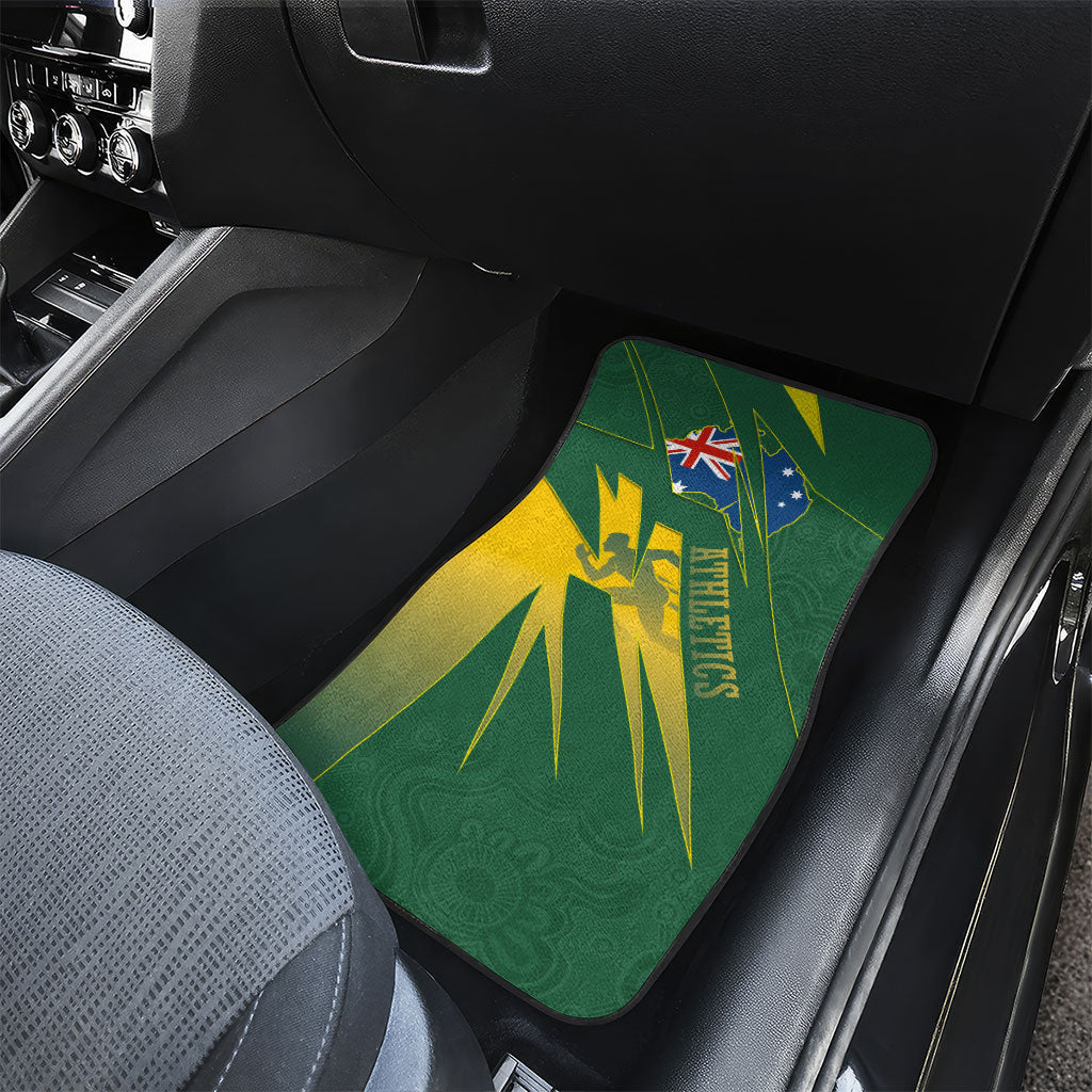 Australia Athletics Car Mats Australian Flag Map Track Runner Silhouette Green Gold
