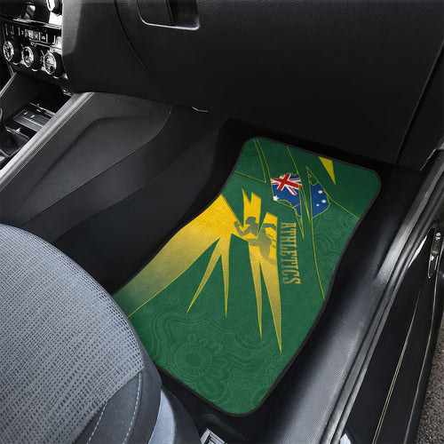 Australia Athletics Car Mats Australian Flag Map Track Runner Silhouette Green Gold