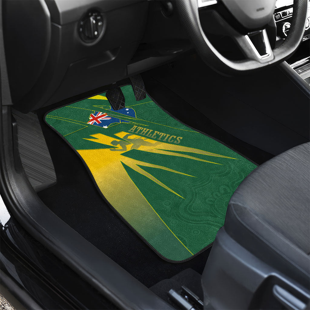 Australia Athletics Car Mats Australian Flag Map Track Runner Silhouette Green Gold