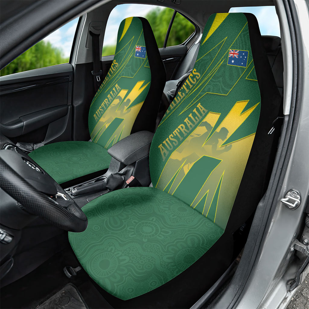 Australia Athletics Car Seat Cover Australian Flag Map Track Runner Silhouette Green Gold
