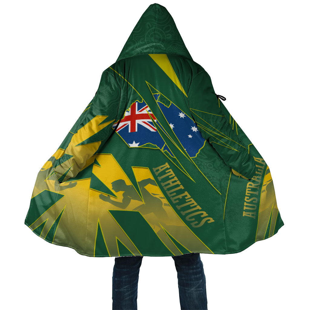 Australia Athletics Cloak Australian Flag Map Track Runner Silhouette Green Gold