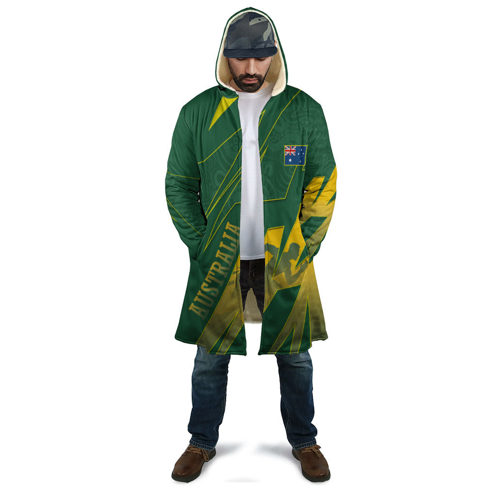 Australia Athletics Cloak Australian Flag Map Track Runner Silhouette Green Gold