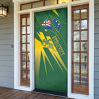 Australia Athletics Door Cover Australian Flag Map Track Runner Silhouette Green Gold