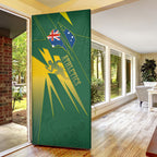 Australia Athletics Door Cover Australian Flag Map Track Runner Silhouette Green Gold