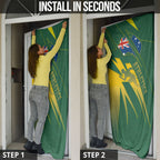 Australia Athletics Door Cover Australian Flag Map Track Runner Silhouette Green Gold