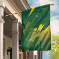 Australia Athletics Garden Flag Australian Flag Map Track Runner Silhouette Green Gold
