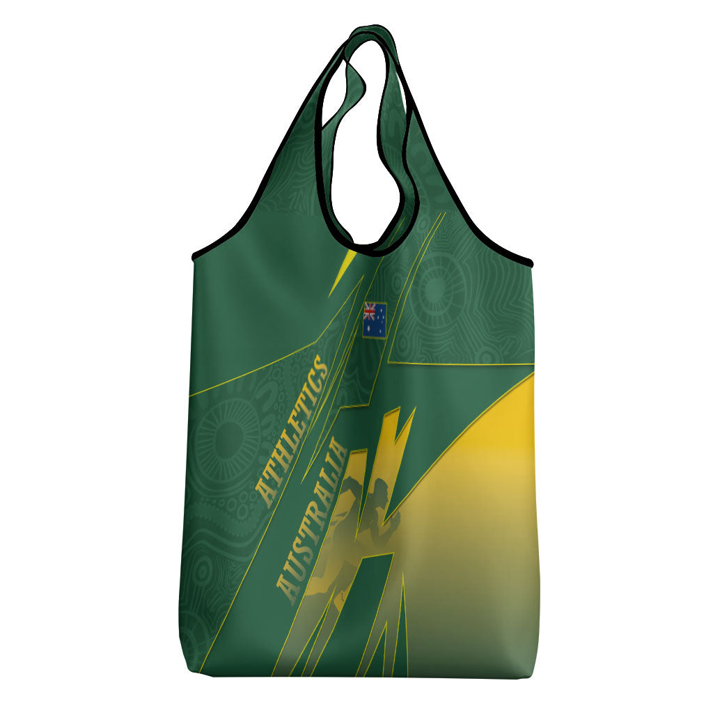Australia Athletics Grocery Bag Australian Flag Map Track Runner Silhouette Green Gold