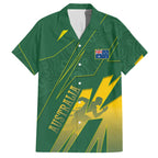 Australia Athletics Hawaiian Shirt Australian Flag Map Track Runner Silhouette Green Gold
