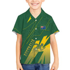 Australia Athletics Hawaiian Shirt Australian Flag Map Track Runner Silhouette Green Gold