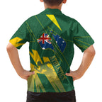 Australia Athletics Hawaiian Shirt Australian Flag Map Track Runner Silhouette Green Gold