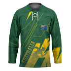 Australia Athletics Hockey Jersey Australian Flag Map Track Runner Silhouette Green Gold