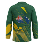 Australia Athletics Hockey Jersey Australian Flag Map Track Runner Silhouette Green Gold