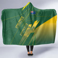 Australia Athletics Hooded Blanket Australian Flag Map Track Runner Silhouette Green Gold