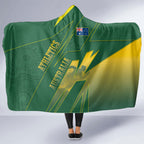 Australia Athletics Hooded Blanket Australian Flag Map Track Runner Silhouette Green Gold