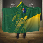 Australia Athletics Hooded Blanket Australian Flag Map Track Runner Silhouette Green Gold