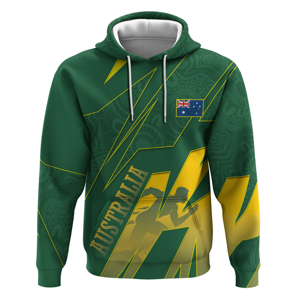 Australia Athletics Hoodie Australian Flag Map Track Runner Silhouette Green Gold