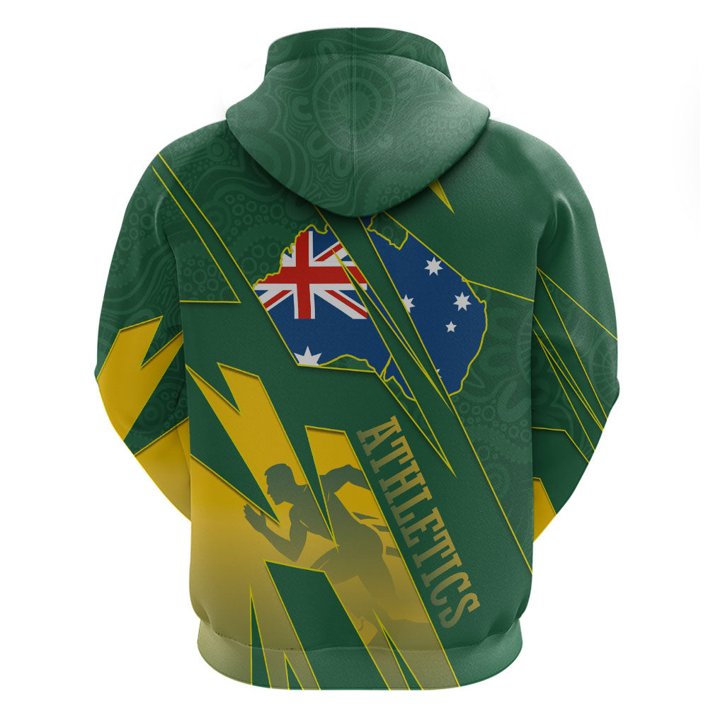 Australia Athletics Hoodie Australian Flag Map Track Runner Silhouette Green Gold