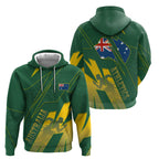 Australia Athletics Hoodie Australian Flag Map Track Runner Silhouette Green Gold