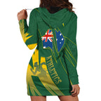 Australia Athletics Hoodie Dress Australian Flag Map Track Runner Silhouette Green Gold