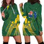 Australia Athletics Hoodie Dress Australian Flag Map Track Runner Silhouette Green Gold