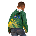 Australia Athletics Kid Hoodie Australian Flag Map Track Runner Silhouette Green Gold