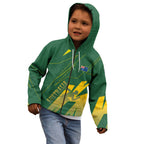 Australia Athletics Kid Hoodie Australian Flag Map Track Runner Silhouette Green Gold
